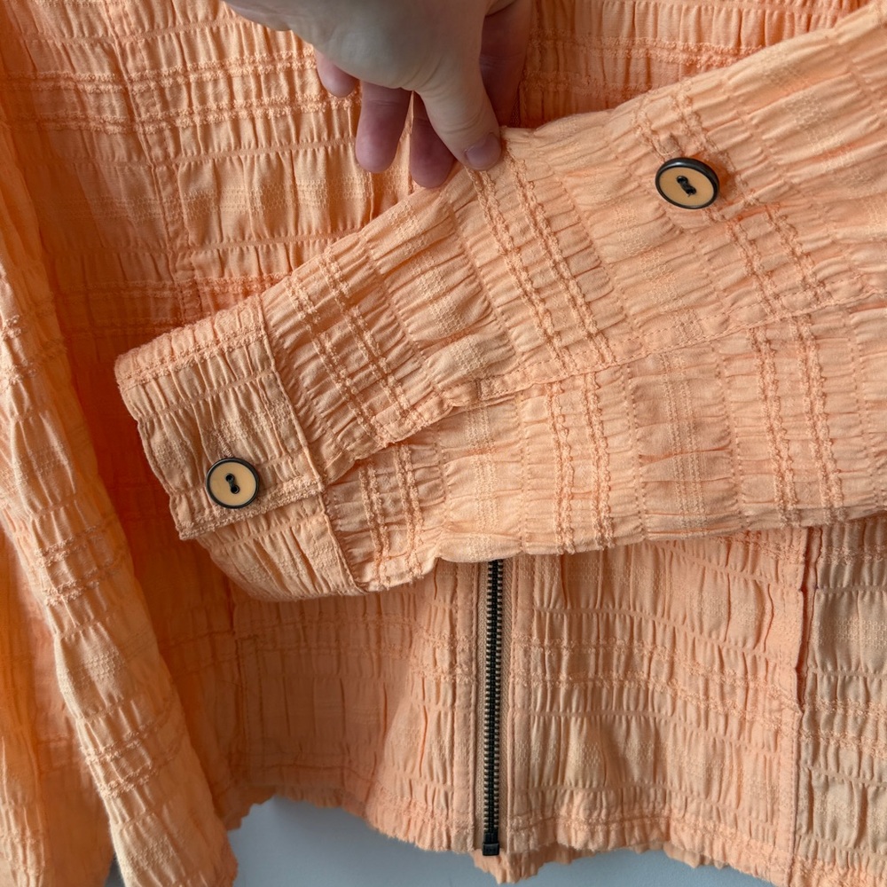 Christopher & Banks Crinkle Texture Zip Front Hooded Jacket Lightweight Layer - Picture 5 of 8